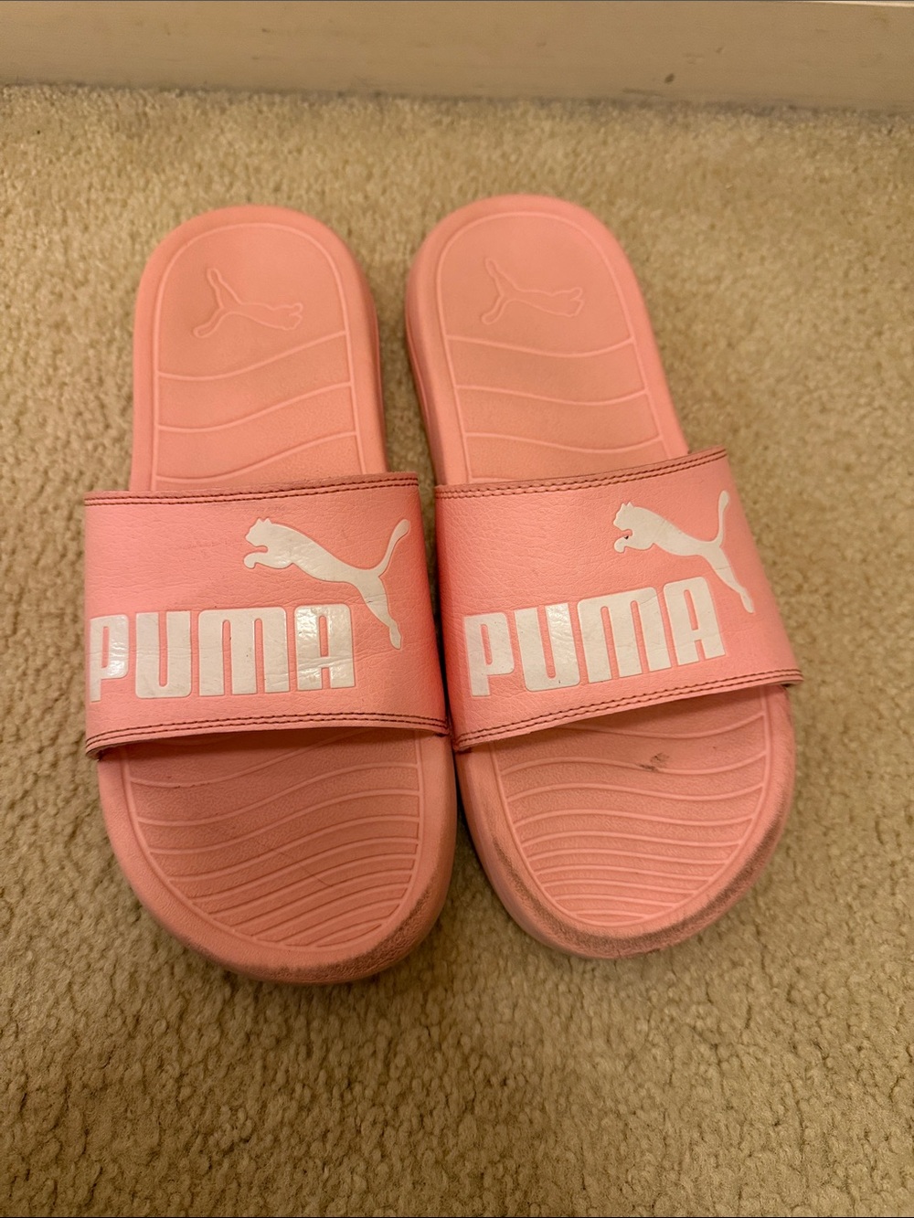 Puma Pink Slide Sandals with White Logo - Picture 4 of 4